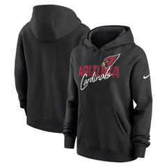Arizona Cardinals Women's Wordmark Club Fleece Pullover Hoodie - Black Hoodies