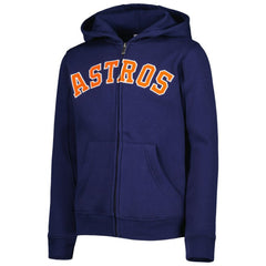 Houston Astros Youth Wordmark Full-Zip Fleece Hoodie - Navy Hoodies