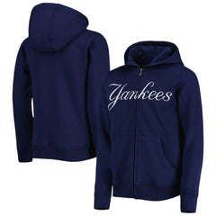 New York Yankees Youth Wordmark Full-Zip Fleece Hoodie - Navy Hoodies