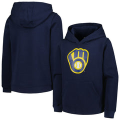Milwaukee Brewers Youth Team Primary Logo Pullover Hoodie - Navy Hoodies