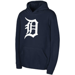 Detroit Tigers Youth Team Primary Logo Pullover Hoodie - Navy Hoodies