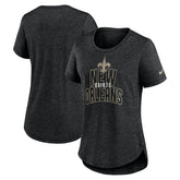 New Orleans Saints Women's Fashion Tri-Blend T-Shirt - Heather Black T-shirts