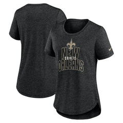New Orleans Saints Women's Fashion Tri-Blend T-Shirt - Heather Black T-shirts