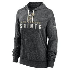 New Orleans Saints Women's Rewind Gym Vintage Lightweight Pullover Hoodie - Black Hoodies