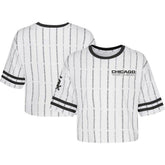 Chicago White Sox Girls Youth Ball Striped T-Shirt - White T-shirts