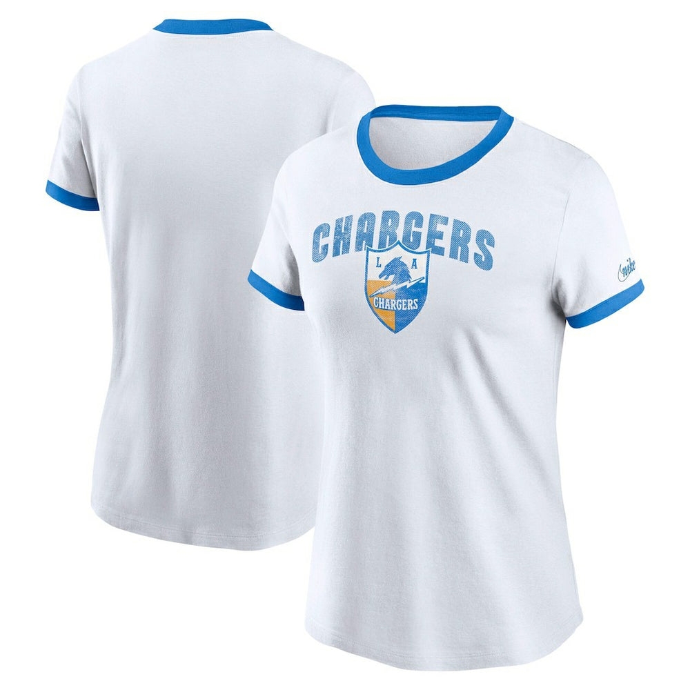Los Angeles Chargers Women's Rewind Ringer Tri-Blend T-Shirt - White T-shirts