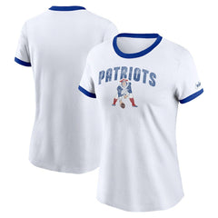 New England Patriots Women's Rewind Ringer T-Shirt - White T-shirts