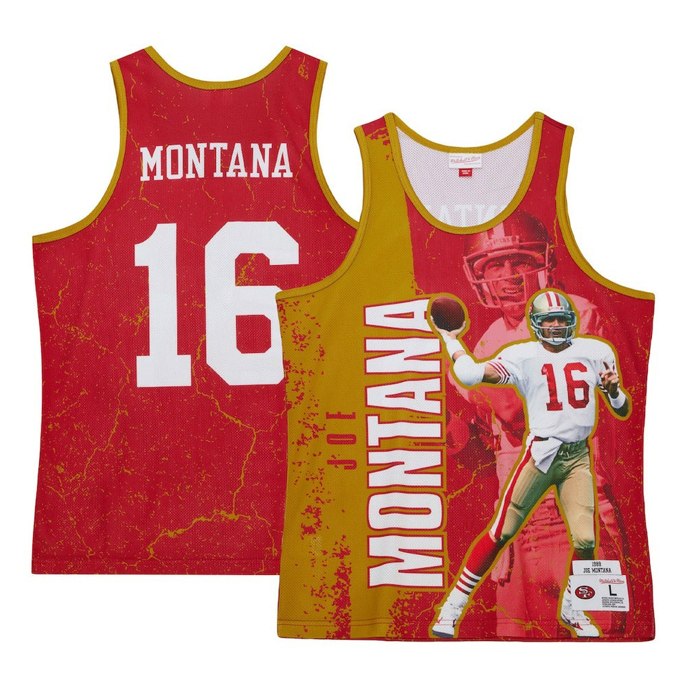 Joe Montana San Francisco 49ers 1989 Player Burst Tank Top - Scarlet Tops