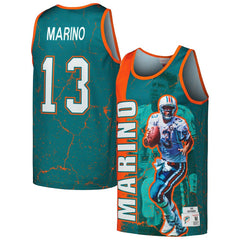Dan Marino Miami Dolphins 1990 Player Burst Tank Top - Aqua Tops