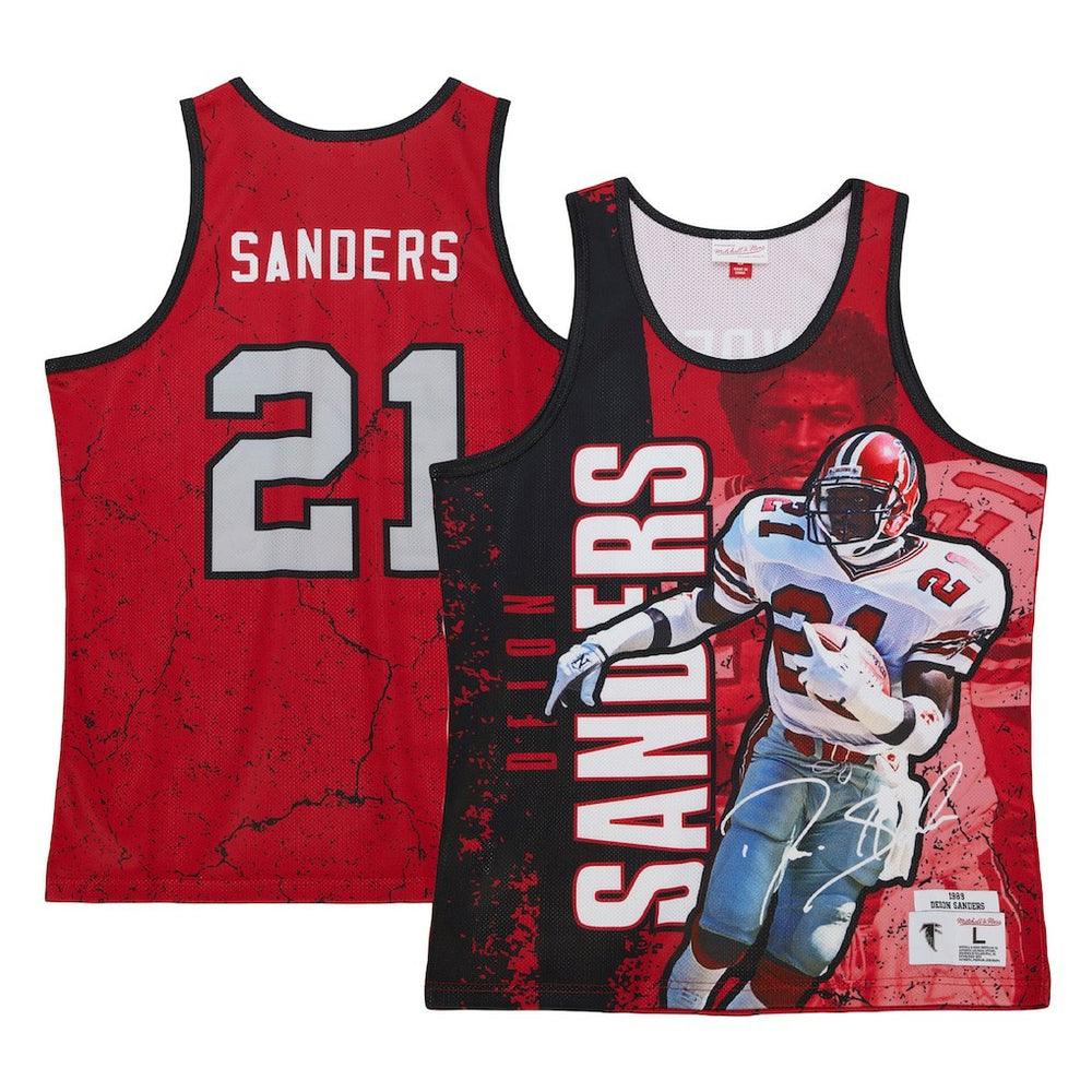 Deion Sanders Atlanta Falcons 1989 Player Burst Tank Top - Red Tops