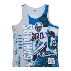 Barry Sanders Detroit Lions 1991 Player Burst Tank Top - Blue Tops
