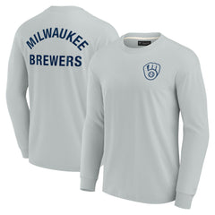 Milwaukee Brewers Fanatics Unisex Elements Super Soft Long Sleeve T-Shirt - Gray T-shirts