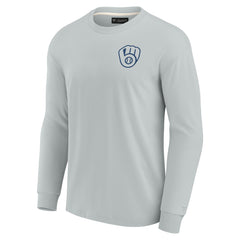 Milwaukee Brewers Fanatics Unisex Elements Super Soft Long Sleeve T-Shirt - Gray T-shirts