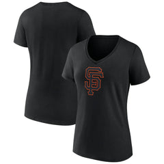 San Francisco Giants Women's Rough Diamond V-Neck T-Shirt - Black T-shirts