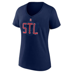 St. Louis Cardinals Women's Paint the Black V-Neck T-Shirt - Navy T-shirts