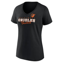 Baltimore Orioles Women's Back In Business V-Neck T-Shirt - Black T-shirts