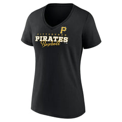 Pittsburgh Pirates Women's Back In Business V-Neck T-Shirt - Black T-shirts