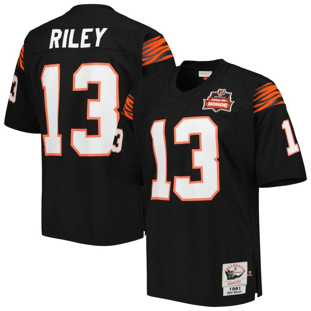 Ken Riley Cincinnati Bengals 1981 Authentic Throwback Retired Player Jersey - Black Jerseys