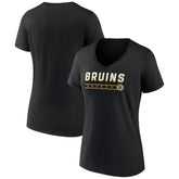 Boston Bruins Women's Primary Play V-Neck T-Shirt - Black | US 5060056