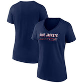 Columbus Blue Jackets Women's Primary Play V-Neck T-Shirt - Navy | US 5060074
