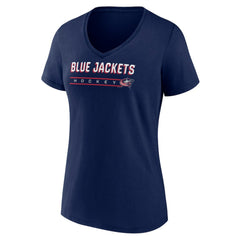 Columbus Blue Jackets Women's Primary Play V-Neck T-Shirt - Navy | US 5060074
