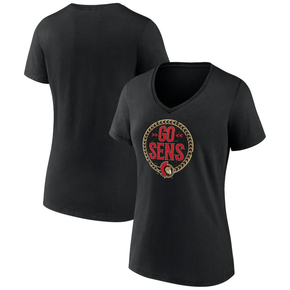Ottawa Senators Women's Active Edge V-Neck T-Shirt - Black | US 5060105