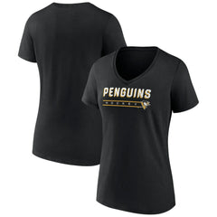 Pittsburgh Penguins Women's Primary Play V-Neck T-Shirt - Black | US 5060112