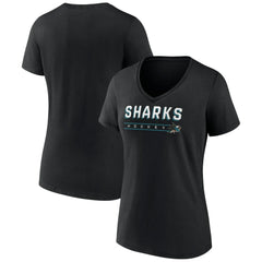 San Jose Sharks Women's Primary Play V-Neck T-Shirt - Black | US 5060115