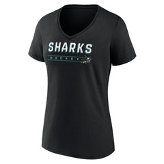 San Jose Sharks Women's Primary Play V-Neck T-Shirt - Black | US 5060115