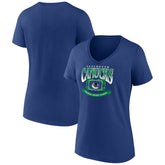 Vancouver Canucks Women's Slapshot V-Neck T-Shirt - Blue | US 5060125