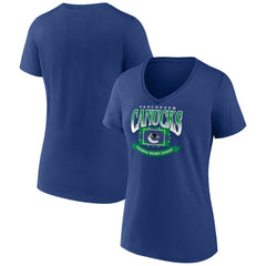 Vancouver Canucks Women's Slapshot V-Neck T-Shirt - Blue | US 5060125