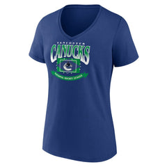 Vancouver Canucks Women's Slapshot V-Neck T-Shirt - Blue | US 5060125