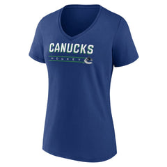 Vancouver Canucks Women's Primary Play V-Neck T-Shirt - Blue | US 5060127