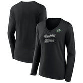 Dallas Stars Women's Forge Long Sleeve V-Neck T-Shirt - Black | US 5060144