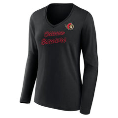 Ottawa Senators Women's Forge Long Sleeve V-Neck T-Shirt - Black | US 5060154