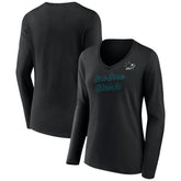 San Jose Sharks Women's Forge Long Sleeve V-Neck T-Shirt - Black | US 5060157
