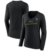 Vegas Golden Knights Women's Forge Long Sleeve V-Neck T-Shirt - Black | US 5060162