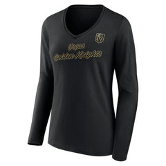 Vegas Golden Knights Women's Forge Long Sleeve V-Neck T-Shirt - Black | US 5060162