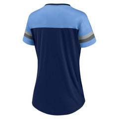 Tennessee Titans Women's Blitz & Glam Lace-Up V-Neck Jersey T-Shirt - Navy/Light Blue T-shirts