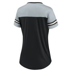 Las Vegas Raiders Women's Blitz & Glam Lace-Up V-Neck Jersey T-Shirt - Black/Silver T-shirts