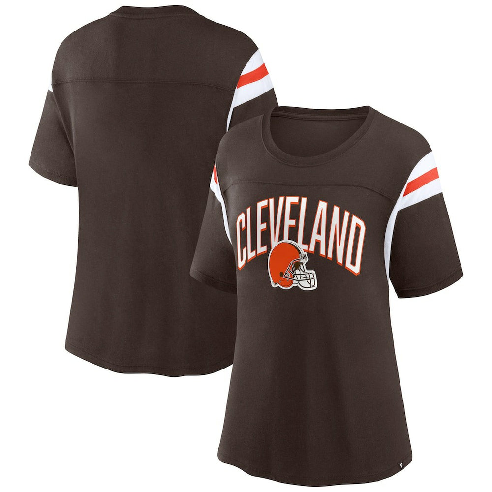 Cleveland Browns Women's Earned Stripes T-Shirt - Brown T-shirts