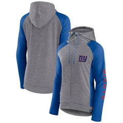 New York Giants Women's Blind Side Lightweight Full-Zip Hoodie - Heather Gray/College Royal Hoodies