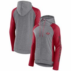 Tampa Bay Buccaneers Women's Blind Side Lightweight Full-Zip Hoodie - Heather Gray/College Red Hoodies