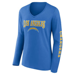 Los Angeles Chargers Women's Wordmark Long Sleeve V-Neck T-Shirt - Powder Blue T-shirts