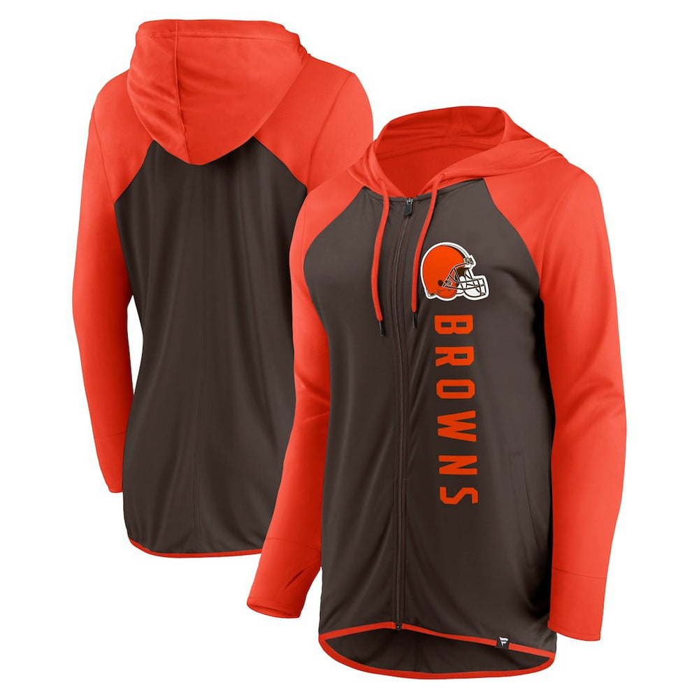 Cleveland Browns Women's Forever Fan Full-Zip Hoodie - Brown/Orange Hoodies
