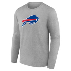 Buffalo Bills Primary Team Logo Long Sleeve T-Shirt - Heather Gray T-shirts