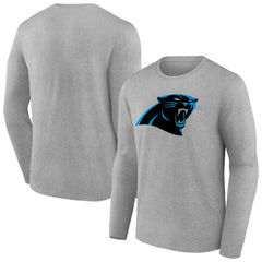 Carolina Panthers Primary Team Logo Long Sleeve T-Shirt - Heather Gray T-shirts