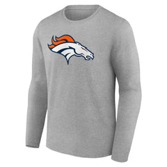 Denver Broncos Primary Team Logo Long Sleeve T-Shirt - Heather Gray T-shirts