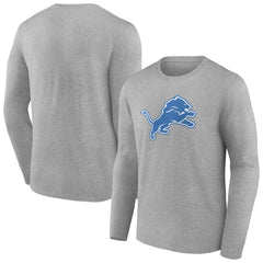 Detroit Lions Primary Team Logo Long Sleeve T-Shirt - Heather Gray T-shirts