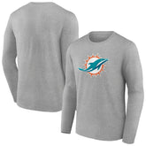 Miami Dolphins Primary Team Logo Long Sleeve T-Shirt - Heather Gray T-shirts